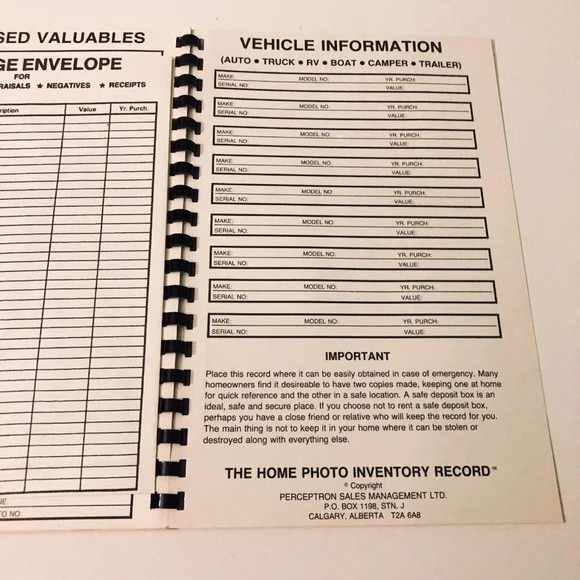 Vtg The Home Photo Inventory Record Book Log Insurance Ledger Bookkeeping - Picture 13 of 15